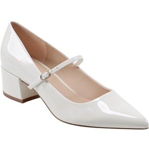 Marc Fisher Luccie Ivory Patent Block Heel Mary Jane Sz 10